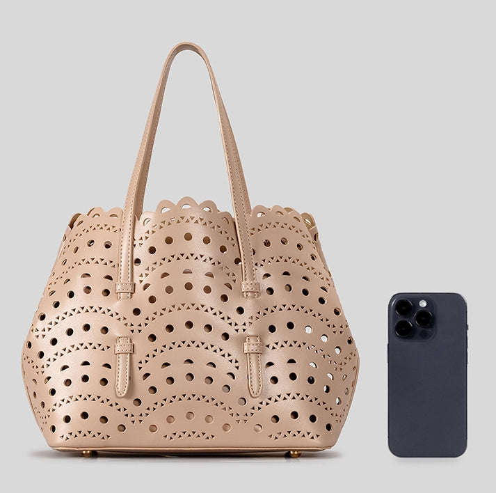 DEVA Middle Carved Hollow Tote Bag