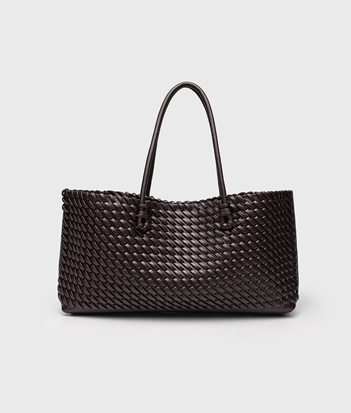 Woven PU Leather Tote Bag - Handwoven Women Bag | DEVA