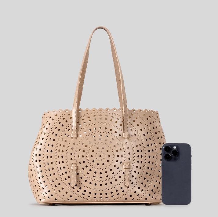 DEVA Large Carved Hollow Tote Bag
