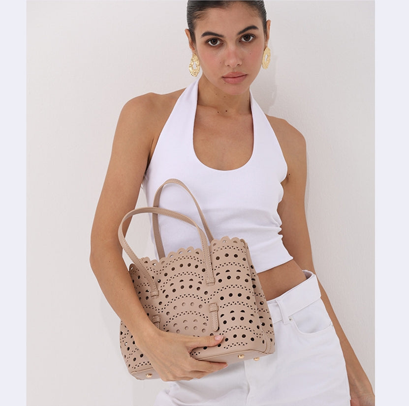 DEVA Middle Carved Hollow Tote Bag