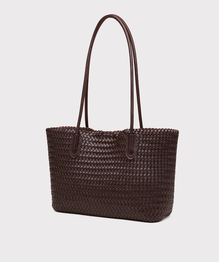 DEVA  Woven Leather Tote Bag Set with  Pouch