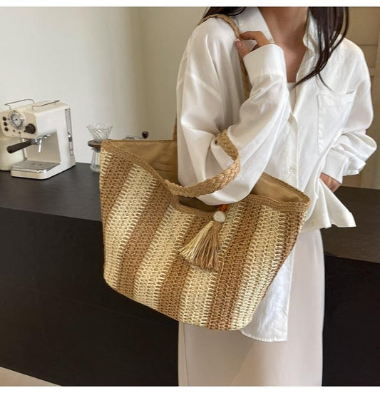 DEVA Raffia Straw Crossbody Bag Natural