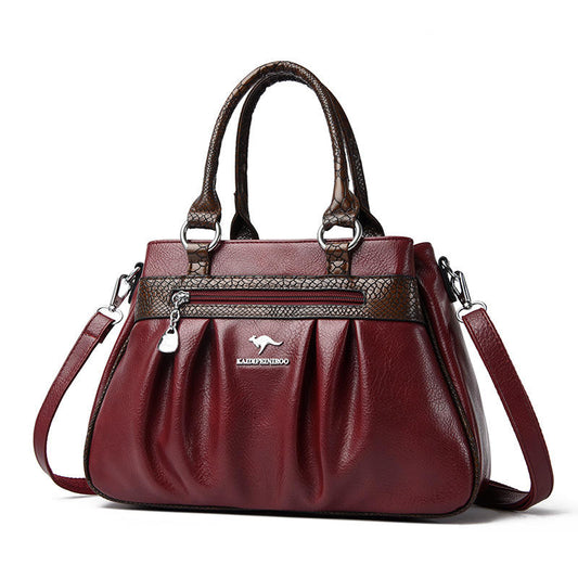 DEVA Leather Satchel Top Handle Bag Black