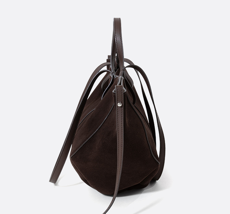 DEVA Brown Suede  Leather Tote Bag with Dual Handles