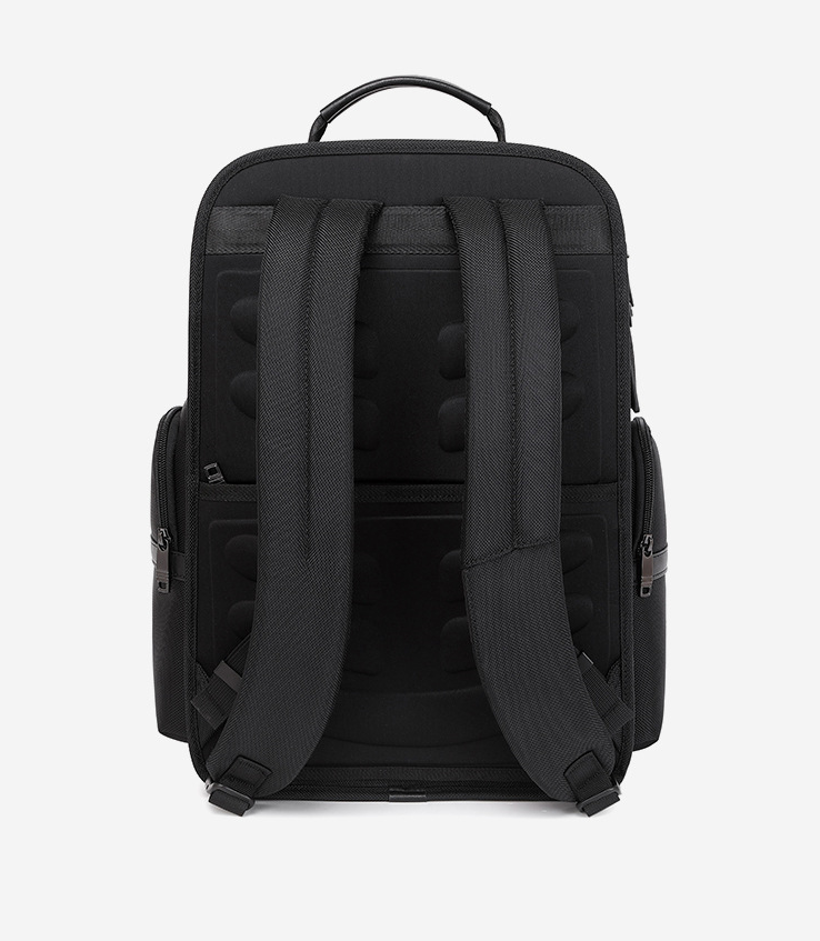 DEVA Black Nylon Business Backpack - Multi-Compartment Travel Laptop Bag
