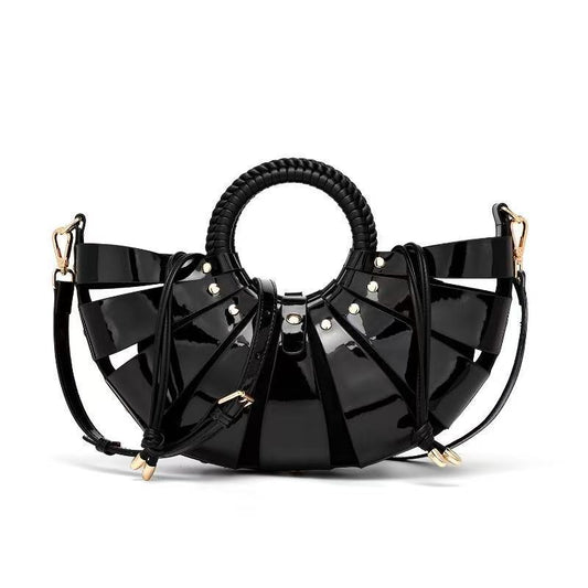 DEVA Studded Cutout Bag - Premium Half-Moon Crossbody