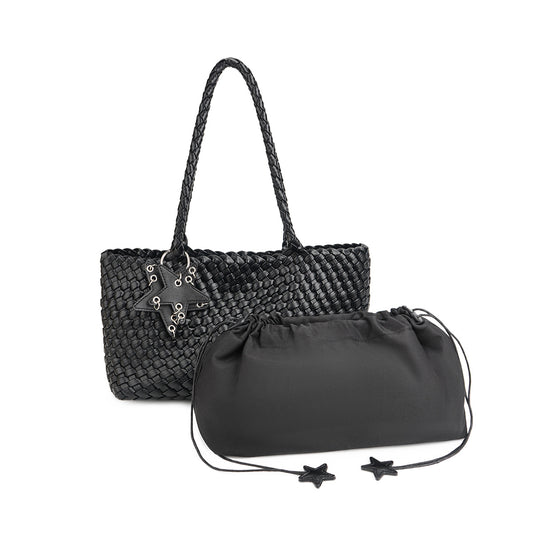 DEVA Large Woven Vegan Leather Tote Bag