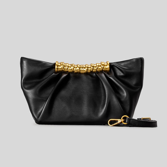 Elegant Ruched Clutch Bag - Women Evening Bag with Gold Chain