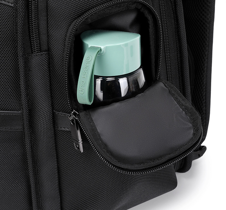 DEVA Black Nylon Business Backpack - Multi-Compartment Travel Laptop Bag