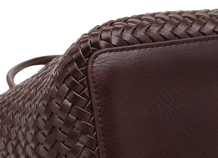 DEVA  Woven Leather Tote Bag Set with  Pouch