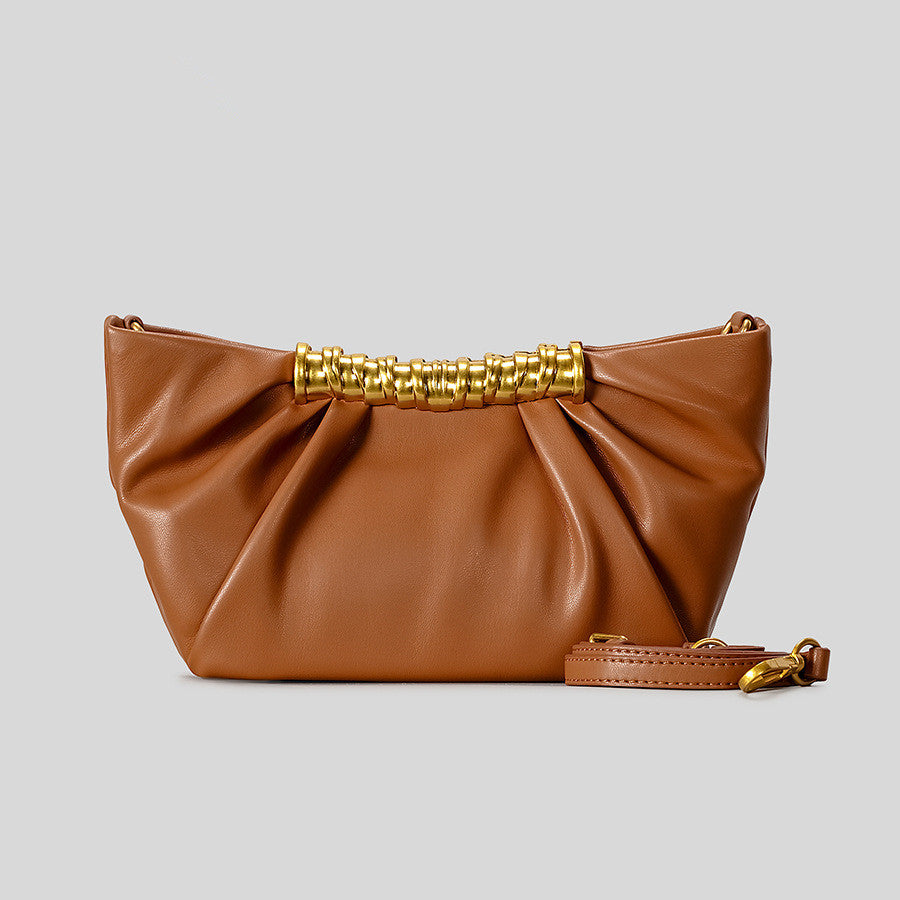 Elegant Ruched Clutch Bag - Women Evening Bag with Gold Chain
