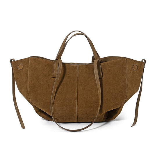 DEVA Brown Suede  Leather Tote Bag with Dual Handles