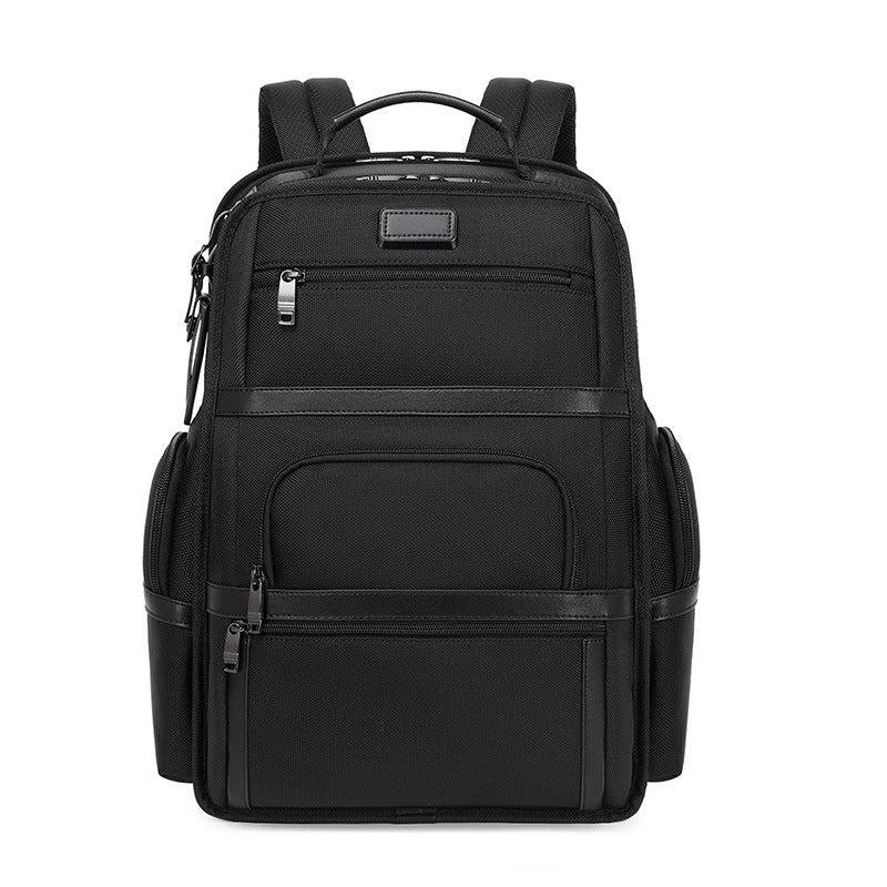 DEVA Black Nylon Business Backpack - Multi-Compartment Travel Laptop Bag