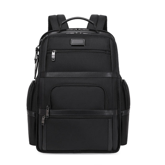 DEVA Black Nylon Business Backpack - Multi-Compartment Travel Laptop Bag