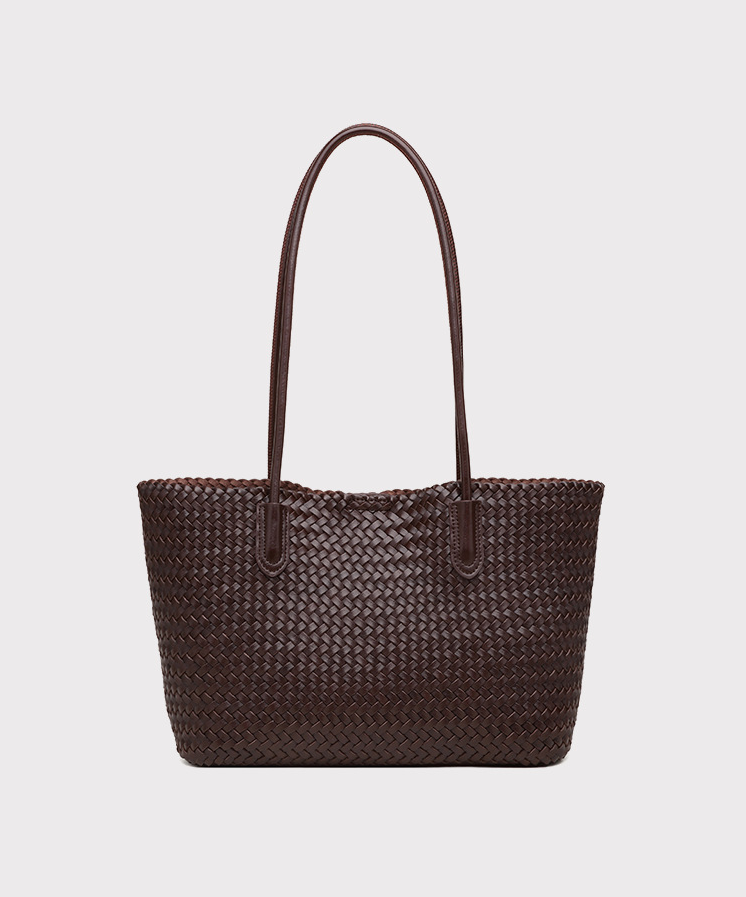DEVA  Woven Leather Tote Bag Set with  Pouch