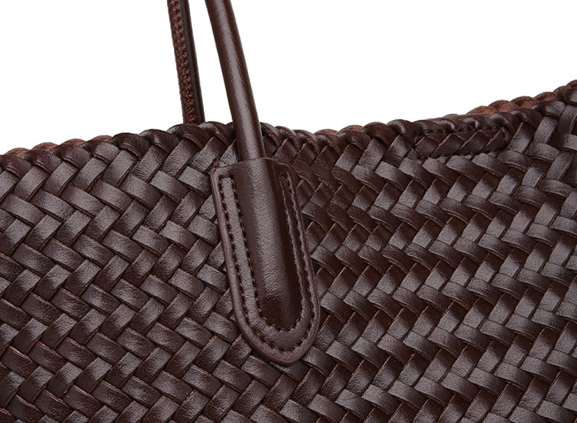 DEVA  Woven Leather Tote Bag Set with  Pouch