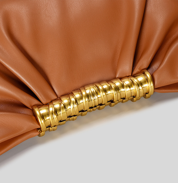 Elegant Ruched Clutch Bag - Women Evening Bag with Gold Chain