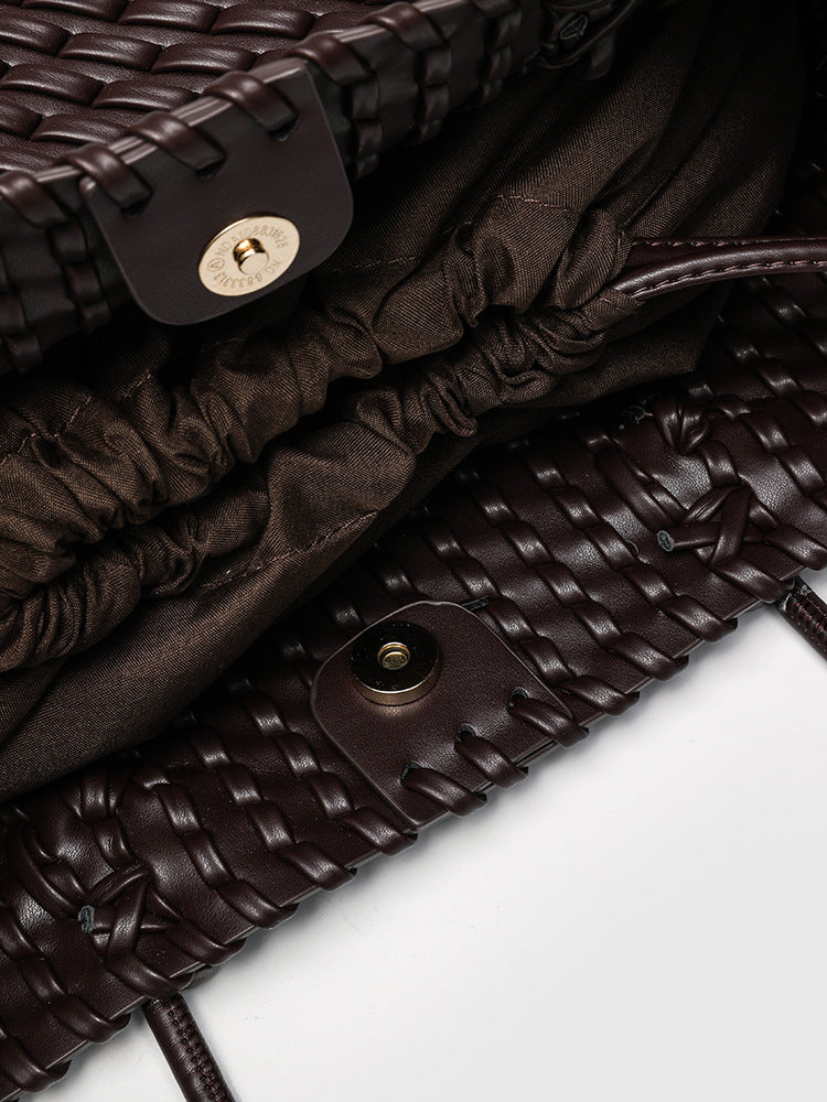 Woven PU Leather Tote Bag - Handwoven Women Bag | DEVA