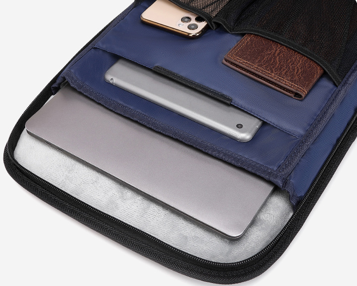 DEVA Black Nylon Business Backpack - Multi-Compartment Travel Laptop Bag