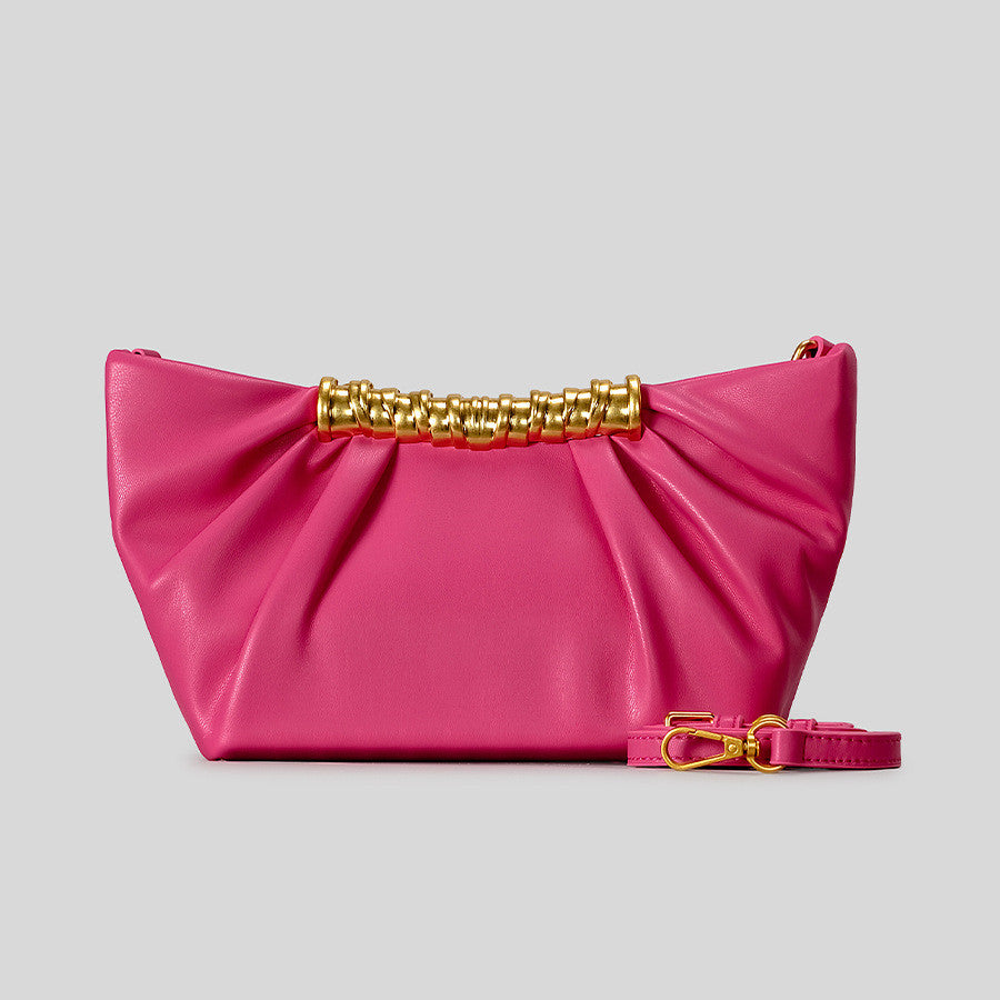 Elegant Ruched Clutch Bag - Women Evening Bag with Gold Chain