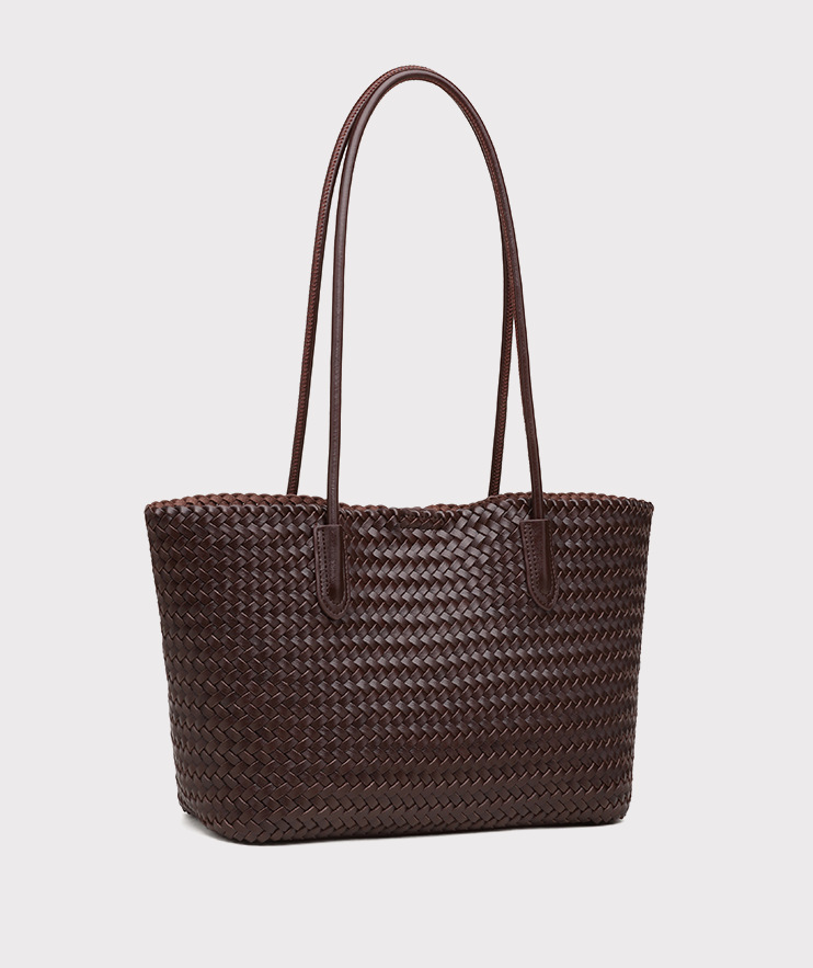 DEVA  Woven Leather Tote Bag Set with  Pouch