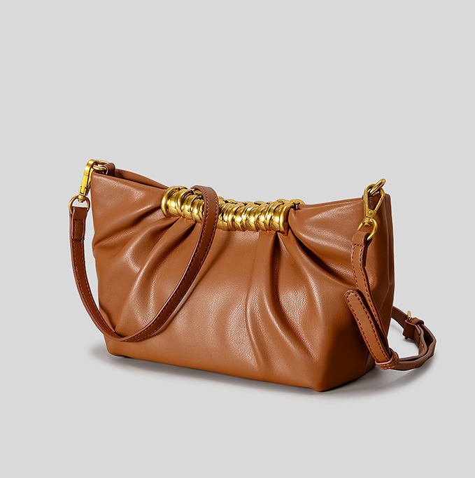 Elegant Ruched Clutch Bag - Women Evening Bag with Gold Chain