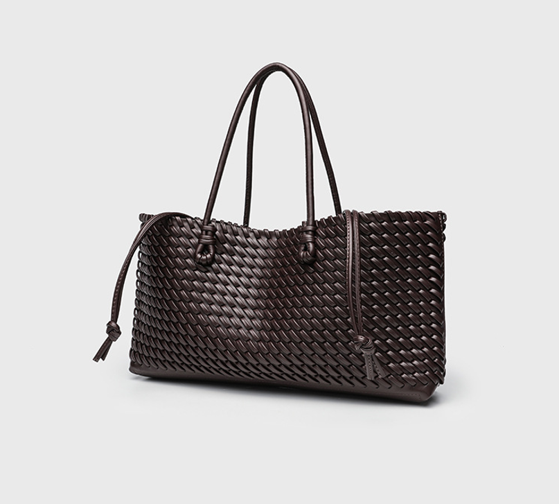 Woven PU Leather Tote Bag - Handwoven Women Bag | DEVA