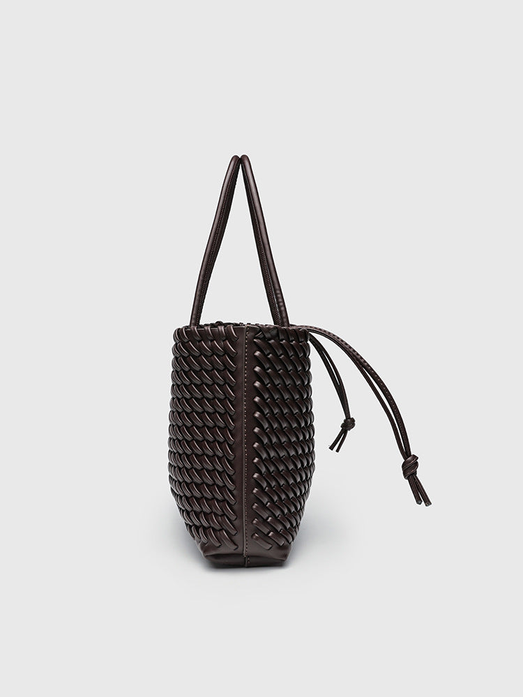 Woven PU Leather Tote Bag - Handwoven Women Bag | DEVA