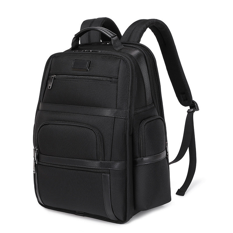 DEVA Black Nylon Business Backpack - Multi-Compartment Travel Laptop Bag