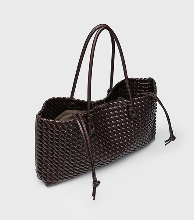 Woven PU Leather Tote Bag - Handwoven Women Bag | DEVA