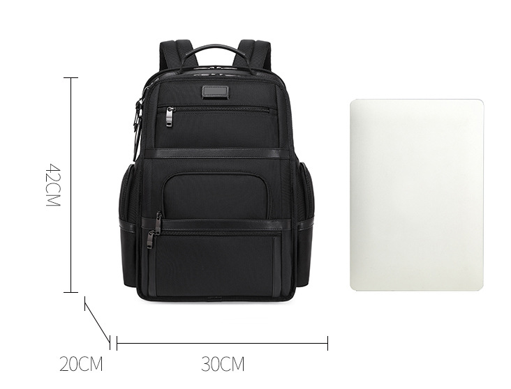 DEVA Black Nylon Business Backpack - Multi-Compartment Travel Laptop Bag