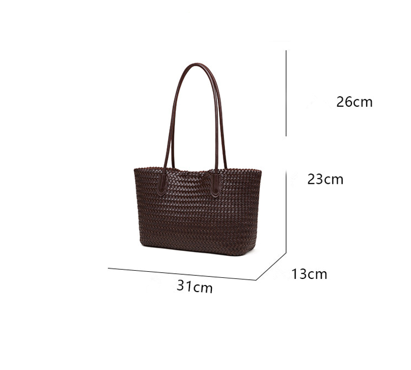 DEVA  Woven Leather Tote Bag Set with  Pouch
