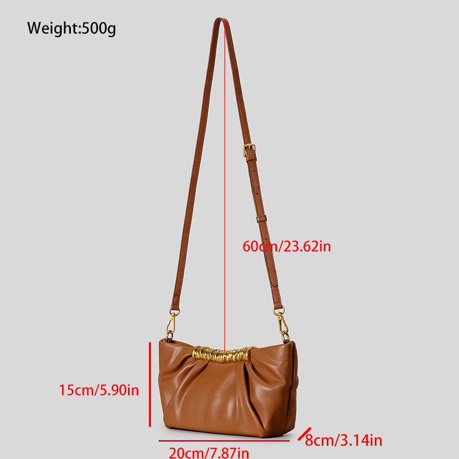 Elegant Ruched Clutch Bag - Women Evening Bag with Gold Chain