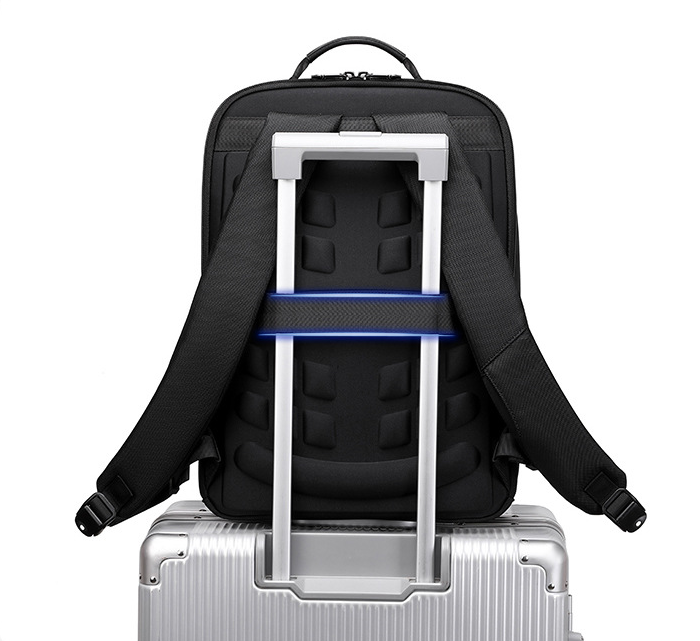 DEVA Black Nylon Business Backpack - Multi-Compartment Travel Laptop Bag