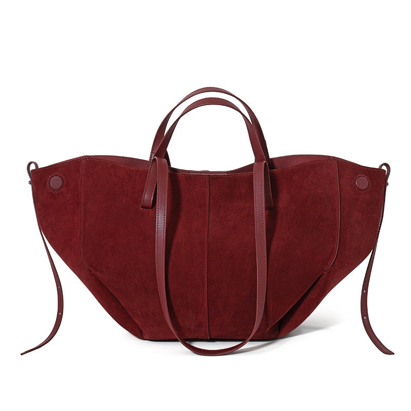 DEVA Brown Suede  Leather Tote Bag with Dual Handles